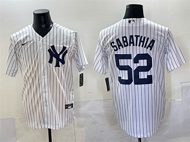 Men's New York Yankees #52 C.C. Sabathia White Cool Base Stitched Jersey Men's New York Yankees #52 C.C. Sabathia White Cool Base Stitched Jersey